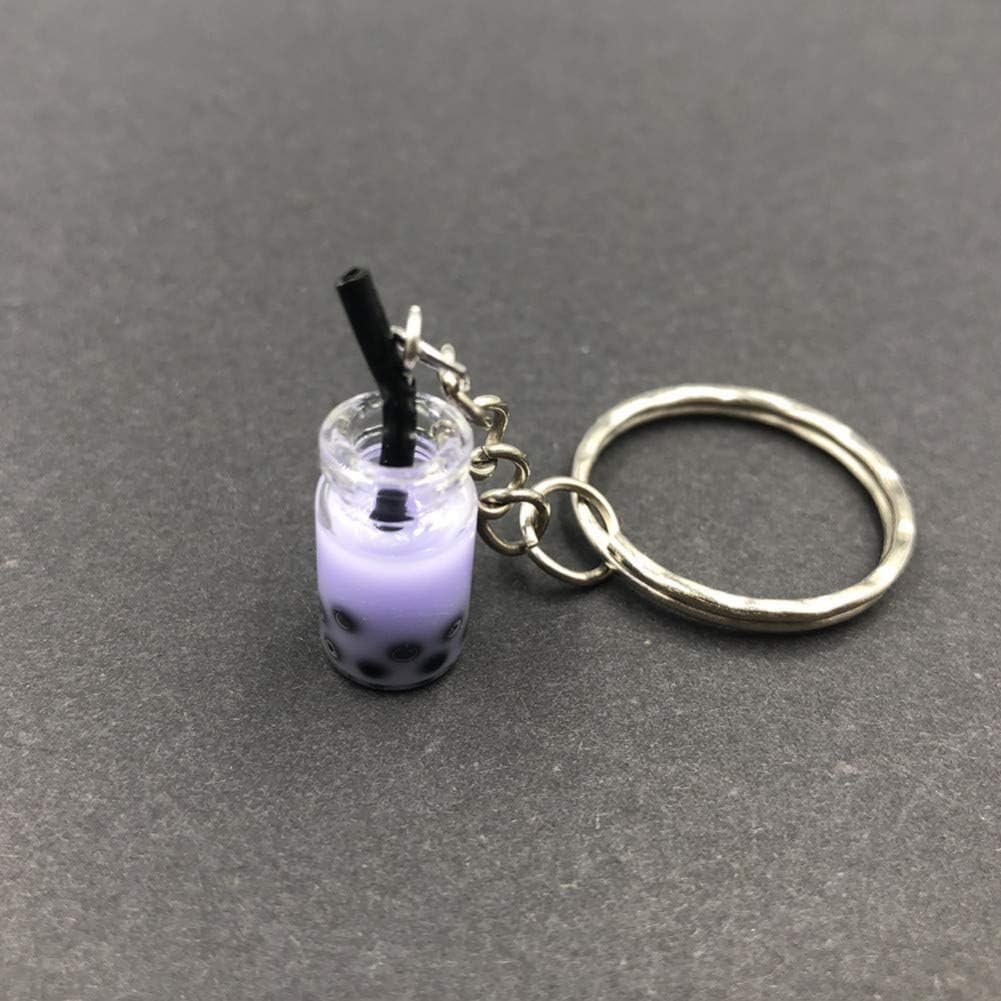 JJCDKL Women/Men's Fashion Pearl milk tea coffee cup Key Chains Key Rings Alloy Charms Gifts Wholesale