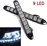 2x 12V 9 LED Car Daytime Running Light White DRL Strip Lamp Car Fog Day Driving Lamp