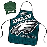 Mojo Licensing Philadelphia Eagles Apron Chef Hat Set Full Color Universal Size Tie Back Grilling Tailgate BBQ Cooking Host