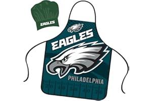Mojo Licensing Philadelphia Eagles Apron Chef Hat Set Full Color Universal Size Tie Back Grilling Tailgate BBQ Cooking Host