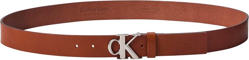 Herren Gürtel Buckle Smooth mit Monogramm-Schnalle, Braun (Ck Cognac/Pewter), 105 cm