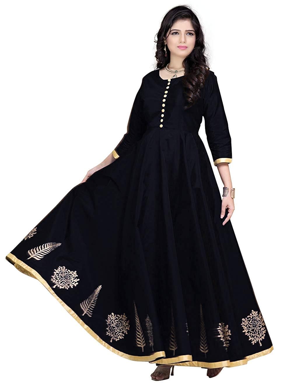 karm enterprise women's embroidered party wear anarkali long gown (free size)