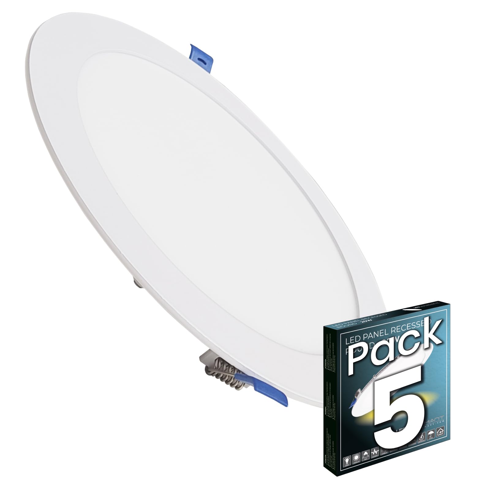 DWL LED 20 W 225 mm 1800 lm, Neutral White (4500 K), Pack of 5 Round Panel Downlight Recessed