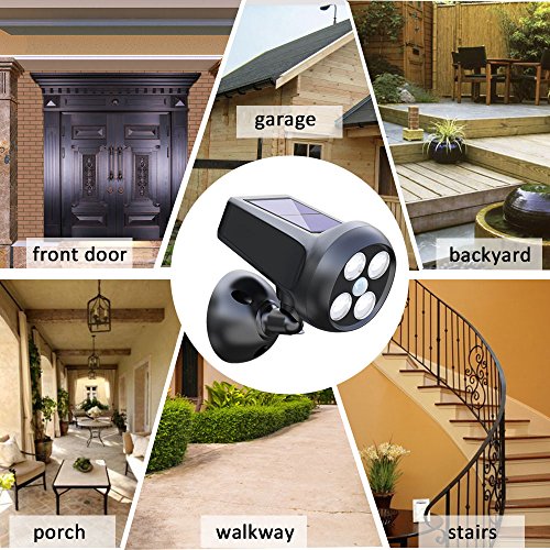 Solar Lights Outdoor, Pobon 360° Adjustable 300LM Bright Solar Powered Motion Sensor Security Light, Waterproof Spot Light Wall Lights for Garage Porch Patio Garden Pathway (Black) - Thumbnail 7