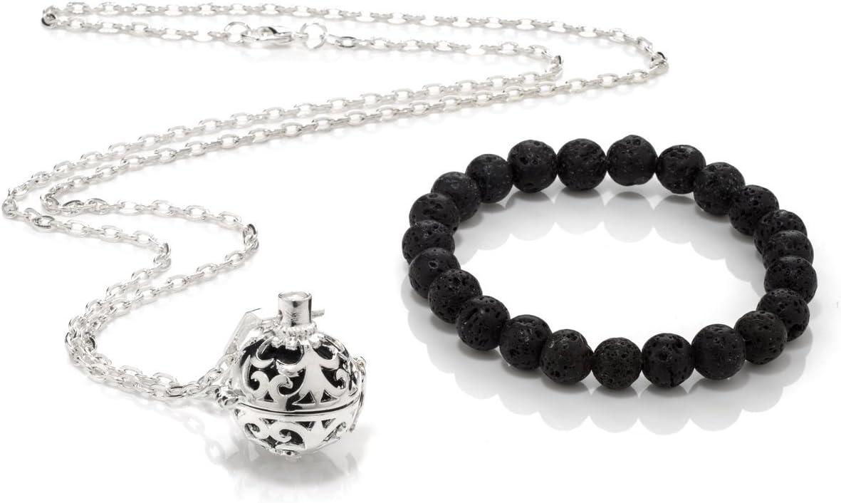 Lava Stone Bracelet / Lava Stone Necklace Combo | Essential Oil Diffuser Necklace Made From Lava Stone Jewelry
