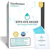 TearRestore EyeRelax Heated Eye Mask for Dry Eye & Stye Relief, Self-Heating Warm Compress with Moist Heat, Mint-Infused Steam Mask for Dry Eyes, Blepharitis Relief & Overnight Comfort (10 Count)