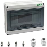 Fielect Circuit Breaker Box 8 Way Power Distribution Box Waterproof ABS Plastic Power Distribution Protection Box with Clear Lid, 7.87 x 6.10 x 3.74 Inches (200 x 155 x 95mm)