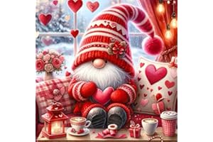 TAEYSCK Valentine's Day Stamped Cross Stitch Kits for Beginner, Gnome Needlepoint Counted Cross Stitch Embroidery Kits for Adults, 11CT Dimensions Counted Cross Stitch Love Flowers Patterns Arts Craft Kits