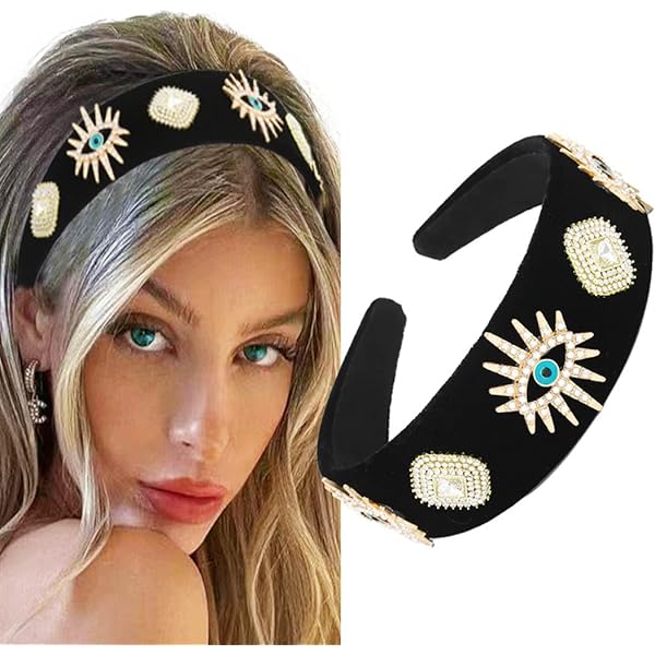 Amazon.com : Mokkia Knotted Headband - Evil Eye Beaded