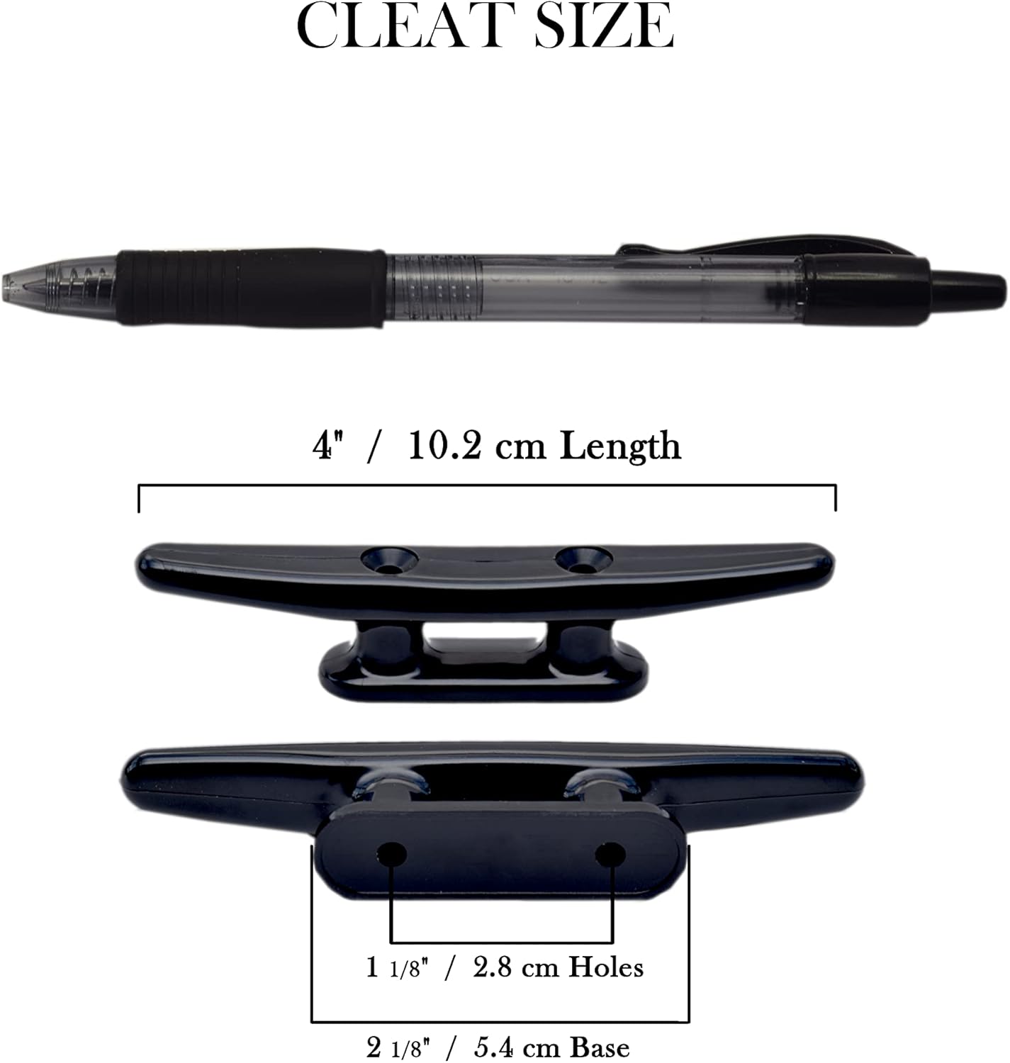 QPURO Black Nylon Boat Cleat 4 Inch - Rope Cleat, Kayak Cleat, Tie Down, Boat Dock Cleats - Ideal for Marine, Deck, Nautical Decor (2-Pack) : Sports & Outdoors