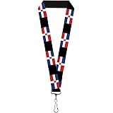 Buckle-Down Lanyard-1.0"-Dominican Republic Flags Black