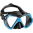 ITOWE 2 Window Swimming Goggles Snorkel Mask Adult Unisex Tempered Glass Shatterproof Scuba Diving Mask Anti-Fog No Leak Snorkeling Mask 180° Clear View Goggles with Nose Cover Men Women Youth