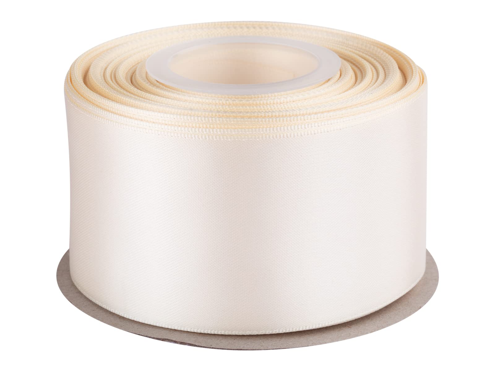 Double Faced Satin Ribbon, 50mm X 22M, Solid Polyester Craft Ribbon, Perfect for Gift Wrapping, Crafts, Wedding Party Ceremony Decoration, Floral Arrangement, Sewing (Ivory)