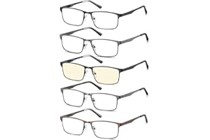 EYECEDAR 5-Pack Reading Glasses for Men Metal Frame Spring Hinges with a pair of Computer Readers 2.00
