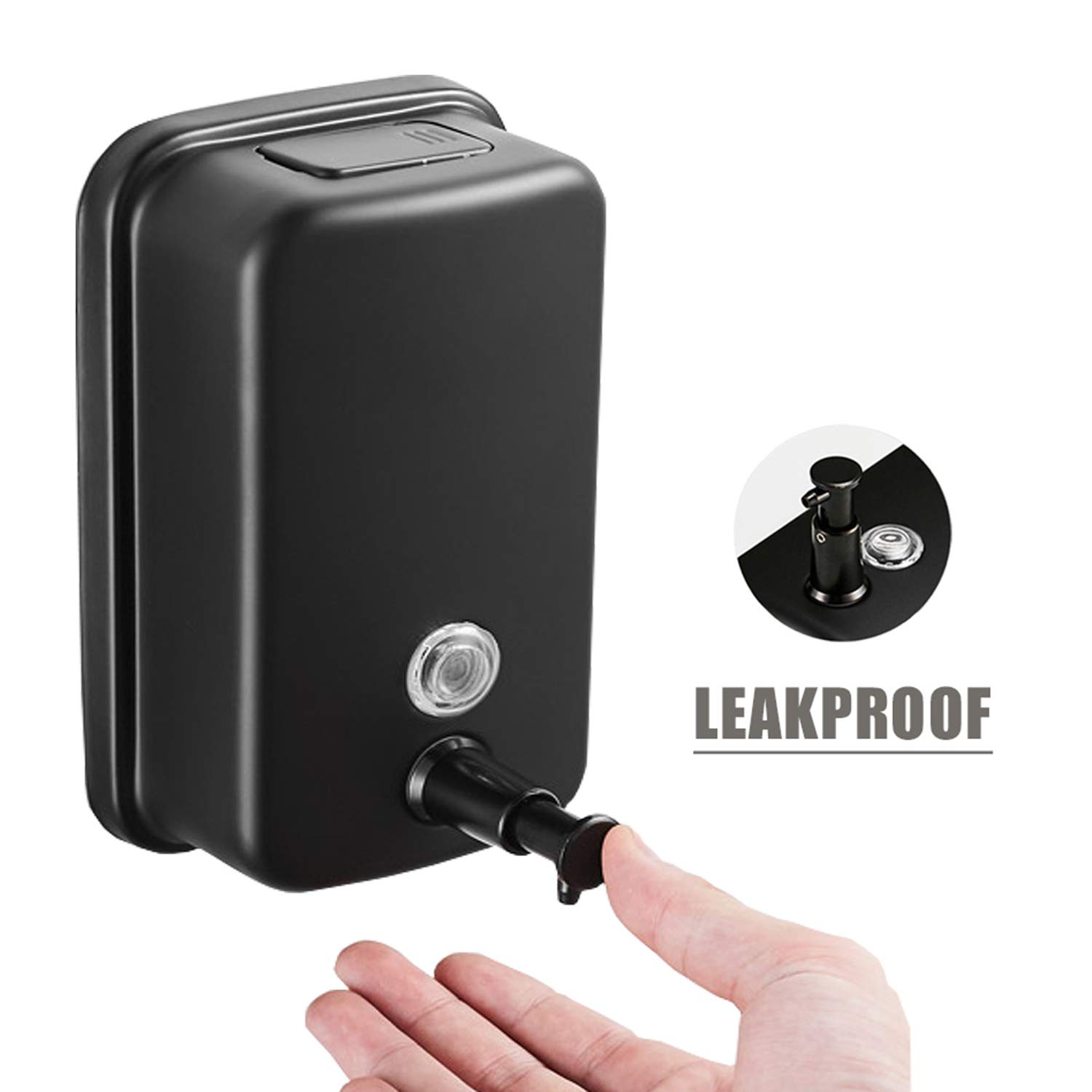 Soap Dispenser Wall Mount Black 304 Stainless Steel Soap Dispensers Leakproof Commercial Bathroom Metal Soap Pump for Kitchen Restaurant Hand Dish Lotion Steel Box 800ml/27oz