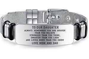 YOTHIWAD To My Daughter Bracelet Inspirational Bracelet Engraved Personalized Gifts to Daughter from Dad Mom Adjustable Bracelet