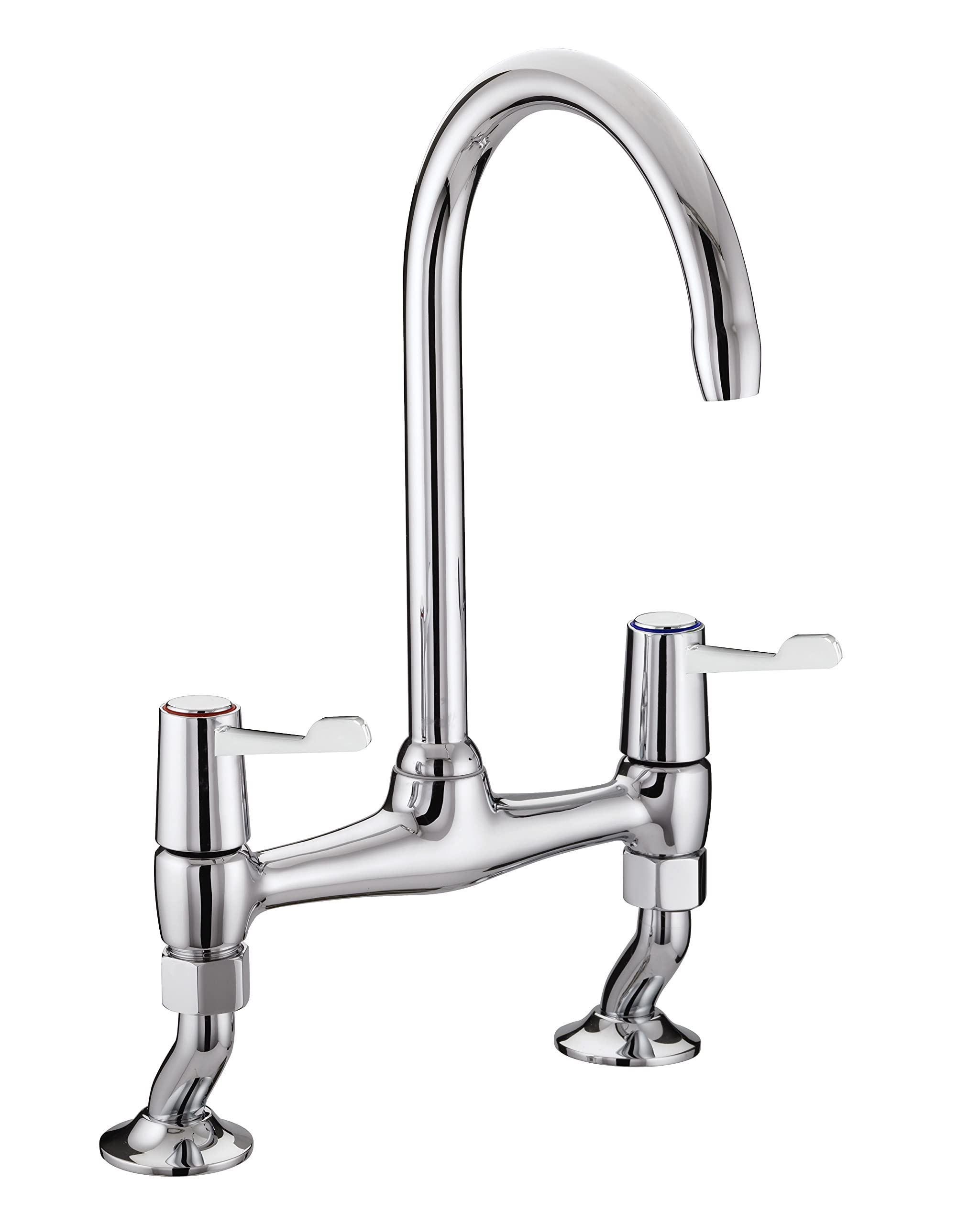 Bristan Lever Bridge Deck Sink Mixer Chrome with Ceramic Disc Valves, Chrome Plated