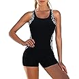 Zando One Piece Swimsuit Women Boyleg Swimsuits for Women One Piece Tummy Control Bathing Suit Sporty Boyshorts Swimwear