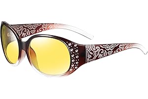 HAOLOTA Night Vision Driving Glasses Women Anti Glare Polarized, Wrap Around Nighttime Safety Glasses UV Protection