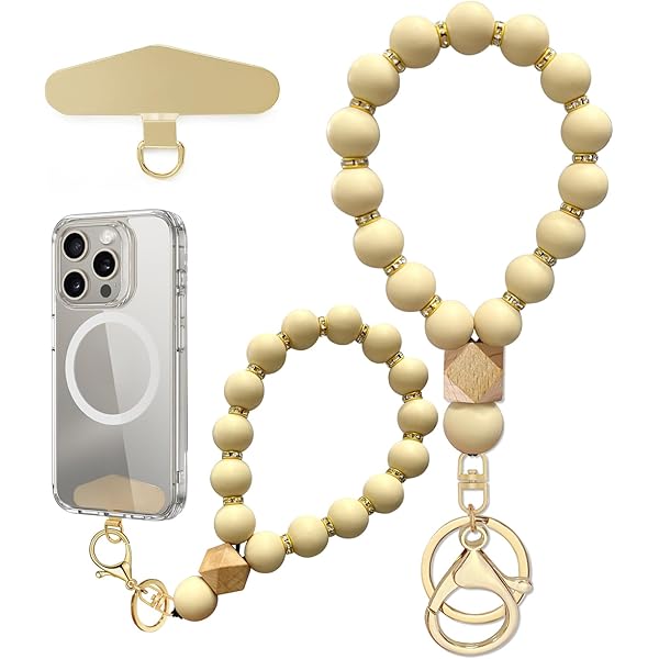Phone Wristlet Silicone Beaded Phone Wrist Strap - Elastic Lanyard - View #2
