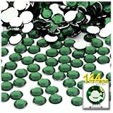 The Crafts Outlet 144-Piece Flat Back Round Rhinestones, 8mm, Emerald Green