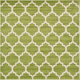 Unique Loom Trellis Collection Modern Morroccan Inspired with Lattice Design Area Rug, Square 5' 4" x 6' 1", Light Green/Beige 61Iy7nGVhVS