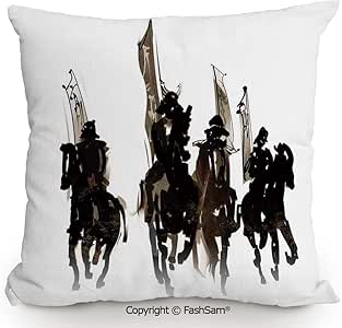 FashSam Cojín de poliéster con silueta de Cavalier Army en caballos
