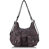 Angel Barcelo Women Multifunctional Soft Leather Handbag Purses Shoulder Hobo Backpack Crossbody Zipper Bag with Pocket