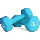 Balelinko Home Gym Equipment Workouts Strength Training Weight Loss Pilates Weights Yoga Sets Weights for Women, Men, Seniors and Youth, 15LB Blue, Pair