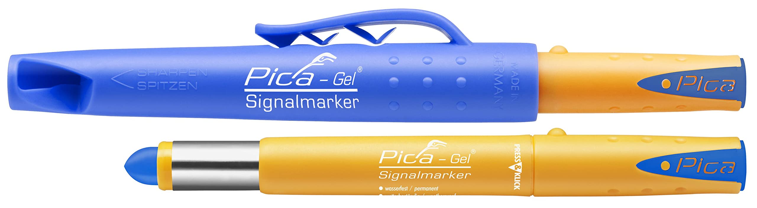 Pica GEL Blue Signalmarker Marker Pen with Clip for Metal Rubber Stone 8081