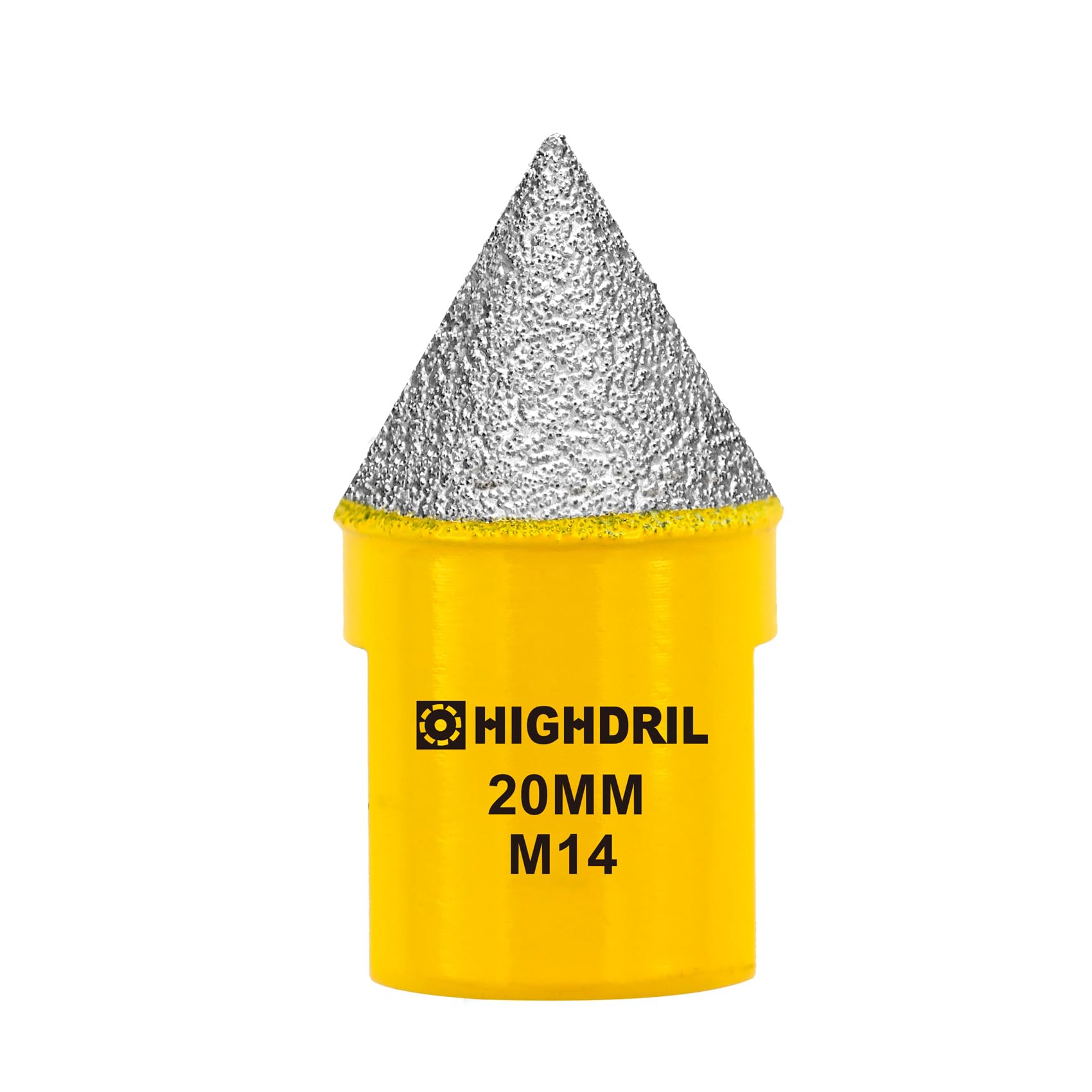 HIGHDRIL Diamond Beveling Chamfer Bit - 20mm Diamond Finger Cutter M14 Thread to Enlarge and Trim Existing Holes in Porcelain, Ceramic, Marble, Granite