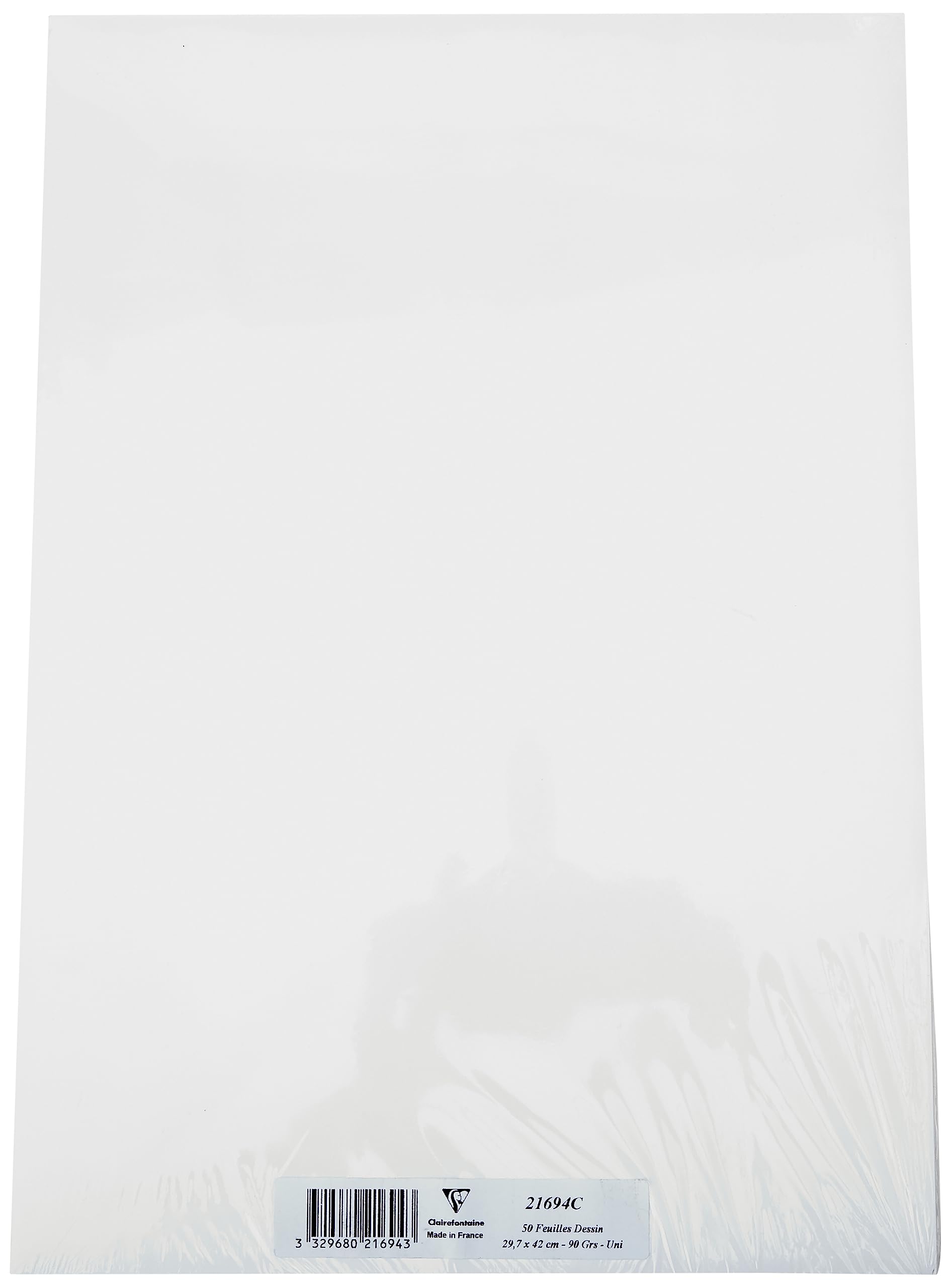 Clairefontaine - Ref 21694C - White Drawing Sketch Paper (Pack of 50 Sheets) - A3 (29.7 x 42cm) - 90gsm Paper, pH Neutral, Acid Free, Suitable for Sketching & Drawing