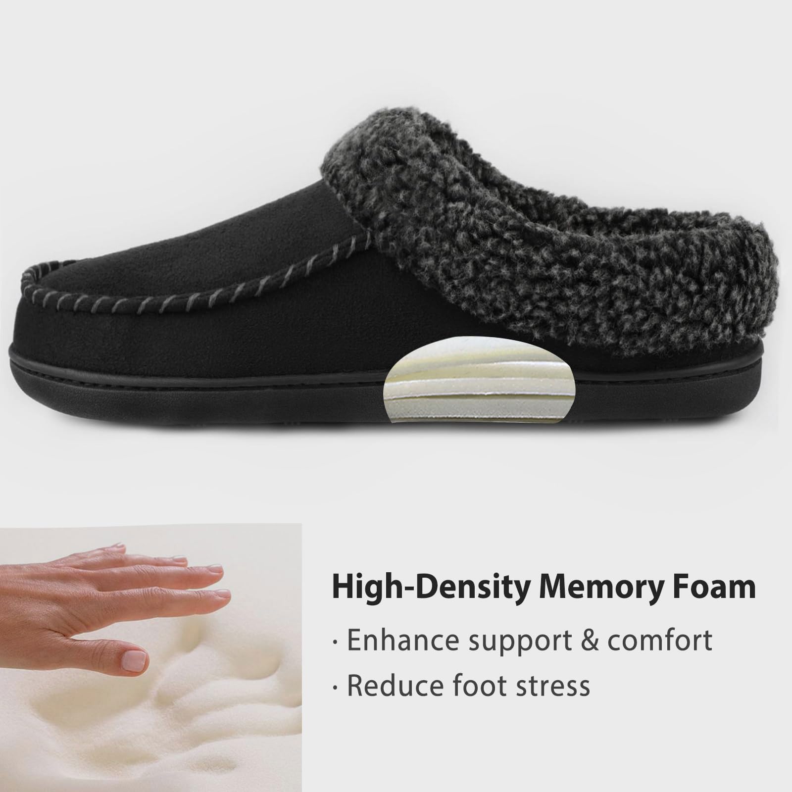 ULTRAIDEAS Men's Nealon Moccasin Clog Slipper, Slip on Indoor/Outdoor House Shoes