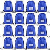 CODOBON 16 Pack Drawstring Bags,Bulk Draw String Backpack, DIY Gym Sports Cinch Bag Sackpack for Women Men, Royal Blue