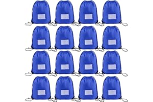 CODOBON 16 Pack Drawstring Bags,Bulk Draw String Backpack, DIY Gym Sports Cinch Bag Sackpack for Women Men, Royal Blue