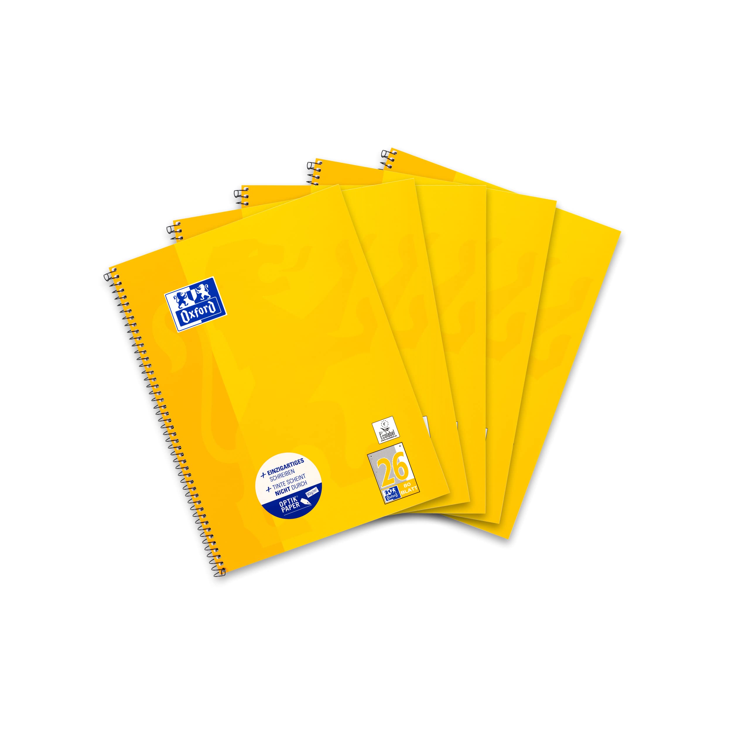 Oxford College Notepad A4 Squared 80 Sheets Punched Yellow Pack of 5