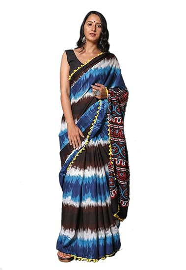 Multi Cotton Hand Block Printed Saree