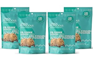 SNACK CONSCIOUS Peanut Butter Cookie Dough Protein Bites, 4 x 150g, Plant Based, Gluten Free, Vegan, Non-GMO, Made in Canada 