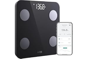 WYZECAM Wyze Scale S, Scale for Body Weight, Digital Bathroom Scale for Body Fat, BMI, Muscle, Heart Rate, Body Composition Analyzer with App, Batteries Included, Bluetooth, 400 lb, Black