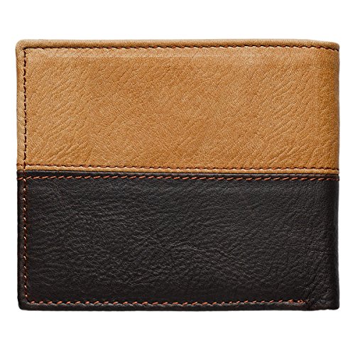 Two-Tone Genuine Leather Wallet w/Cross Stud