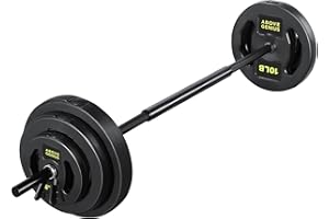 AboveGenius Barbell Weight Set for Lifting, 45 LB Weight Bar Set with Adjustable Free Weights for Workout Bar for Exercise Build Muscle in Home Gym