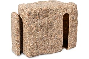 Beuta Faux Stone Left Turn Block – 7" L x 4" W x 6.5" H – DIY Dig-Free Landscape Edging Block | Creates a Left Turn in Your Edging Project | 1 Piece - Sandstone