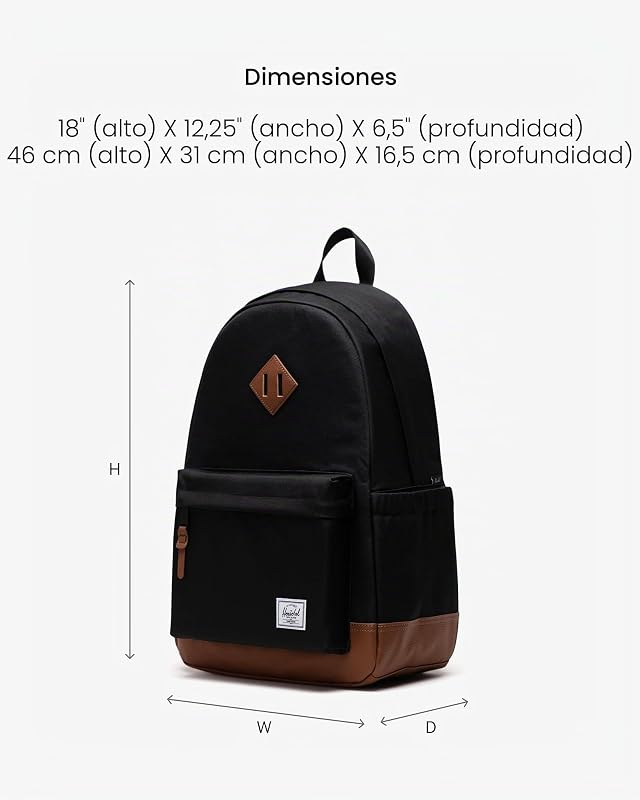 Unisex Heritage Backpack Black/Tan Standard - 24L