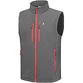 Little Donkey Andy Men's Lightweight Fleece Softshell Vest Windproof Sleeveless Jacket Outerwear with Zipper Pockets