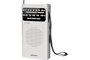 Benss Small Radios Portable AM FM, Transistor radios 2AA Battery Operated with Best Reception, Radio with Speaker & Headphone Jack, Pocket Radio for Indoor, Outdoor and Emergency Use(White)