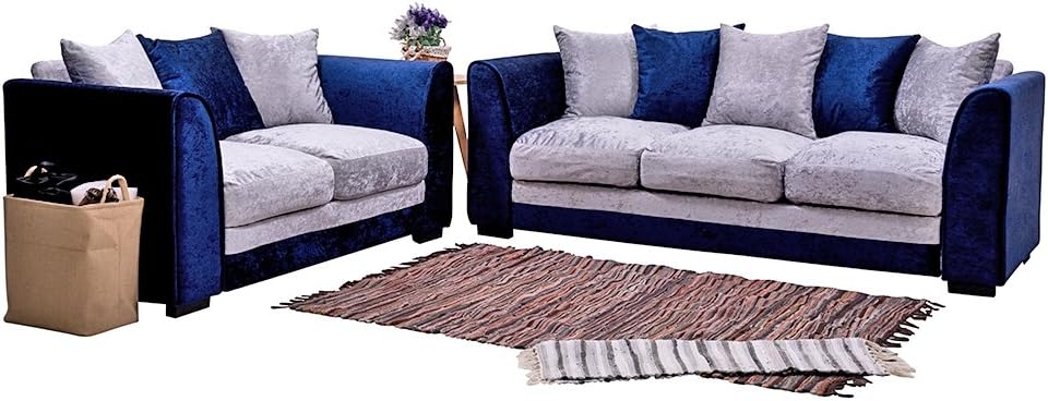 2 Seater Royal Blue Removable Cover Wellgarden Crushed Velvet Corner Sofa 2 Seater Fabric Sofa Living