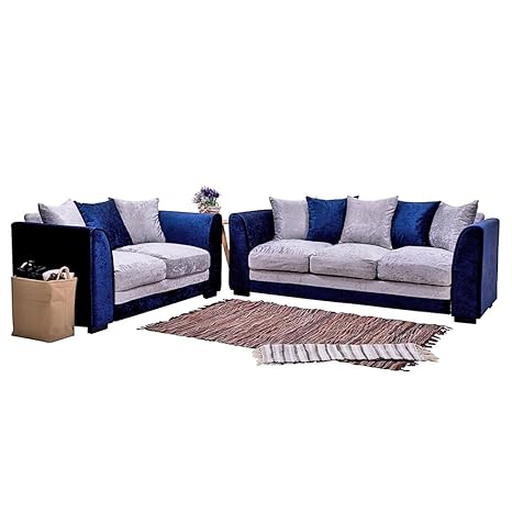 Wellgarden Crushed Velvet Corner Sofa 2 Seater And 3 Seater Fabric