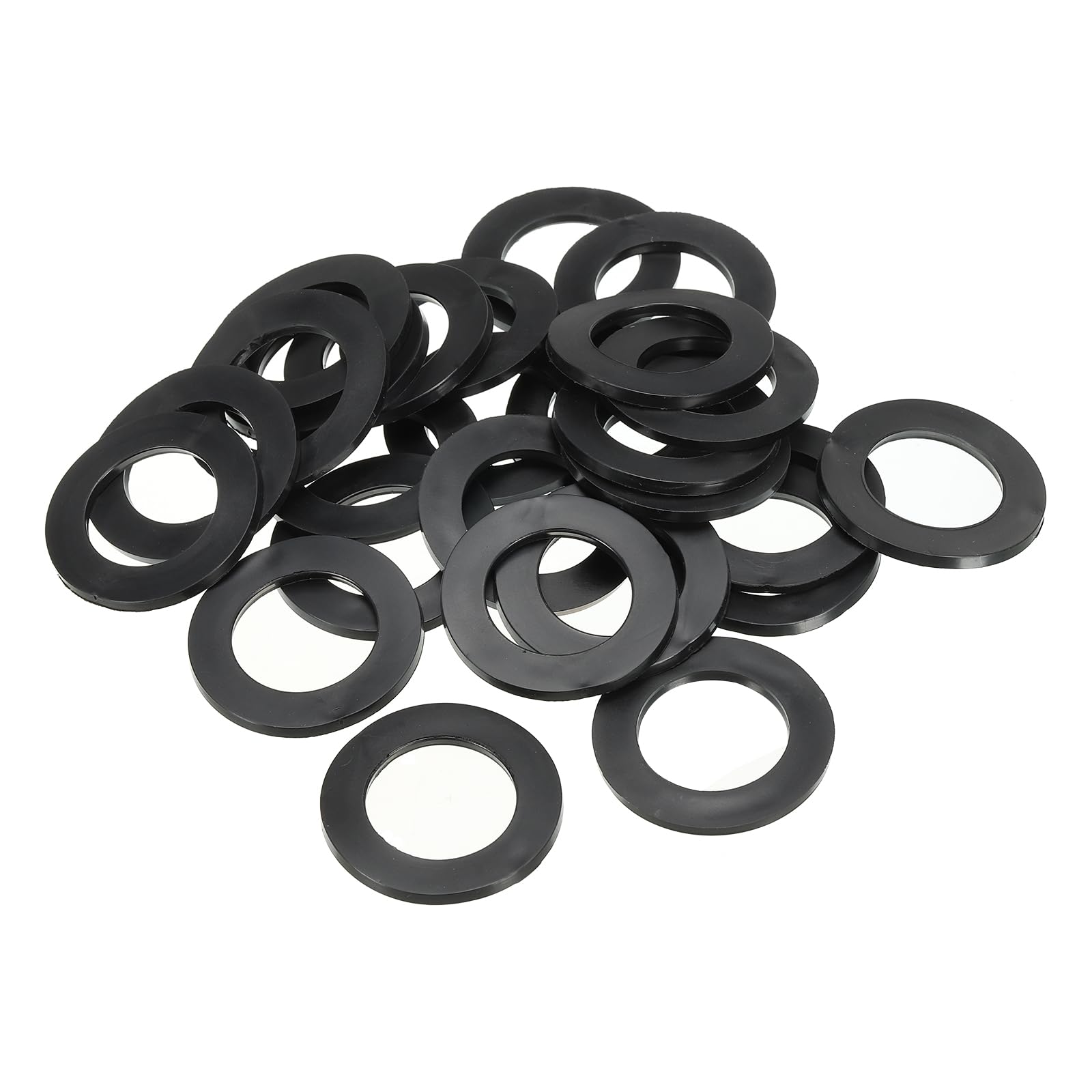 PATIKIL M25 Rubber Flat Washer, 120 Pack 25mm ID 39mm OD 2.5mm Thick Sealing Spacer Gasket Ring for Faucet Pipe Water Hose Fastener Bolt, Black — image 1