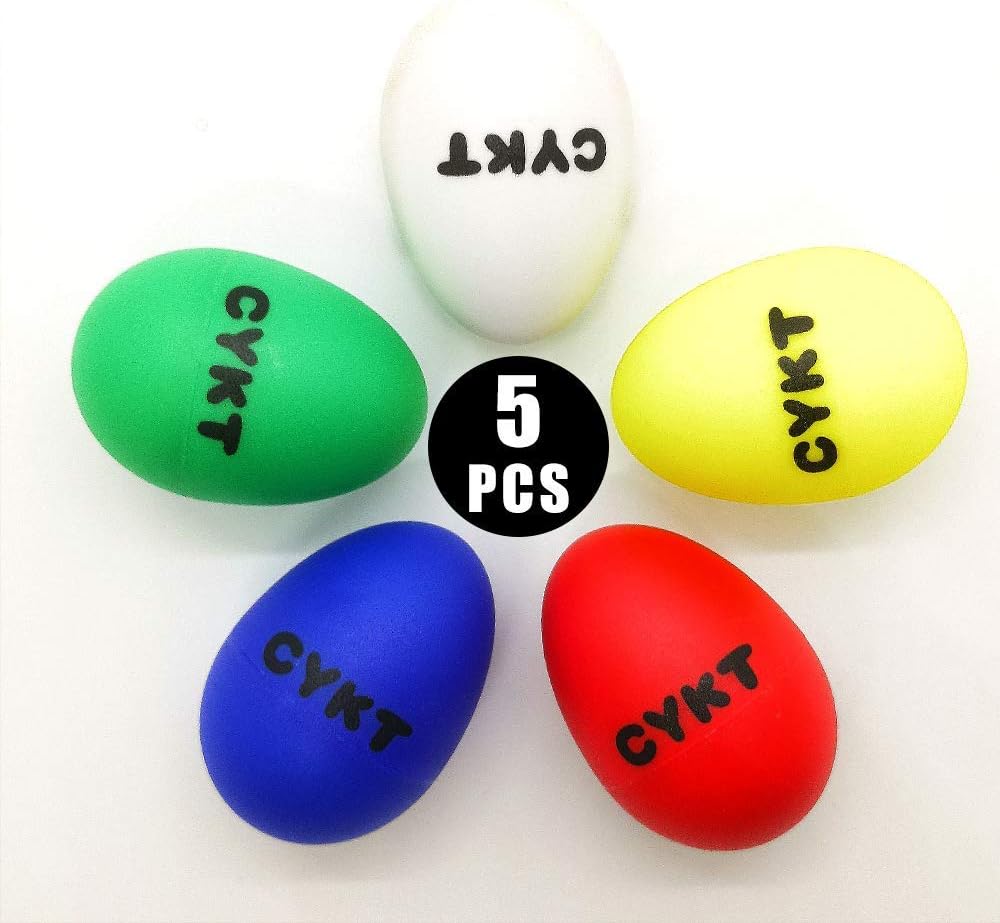 CYKT Kids Percussion Assorted Colors Plastic Egg Shaker Set (5 Pieces), for Classroom Music or Playing at Home. Toys…