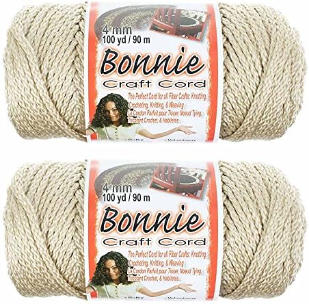 Pepperell Bonnie Braid Macrame Cord | 4mm x 100yd | Pearl (Value 2-Pack) | Twisted Polypropylene Cord for DIY Crafts, Plant Hangers, Wall Hangings, Crochet & Macramé | Long-Lasting, Vibrant Color
